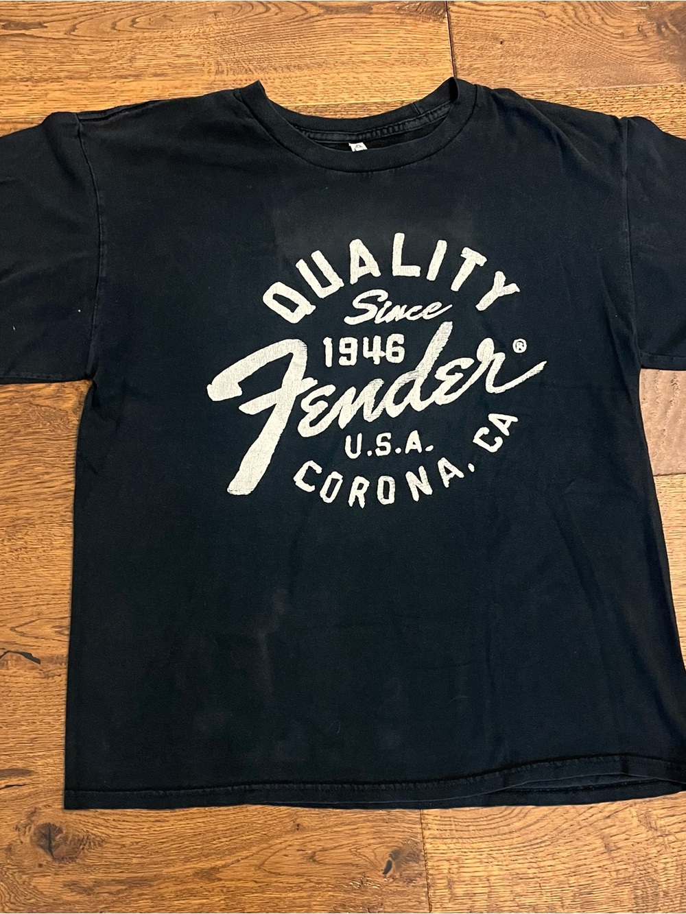 Vintage Alstyle Heavyweight Fender Graphic T-Shirt Cotton Knit L Crew Faded